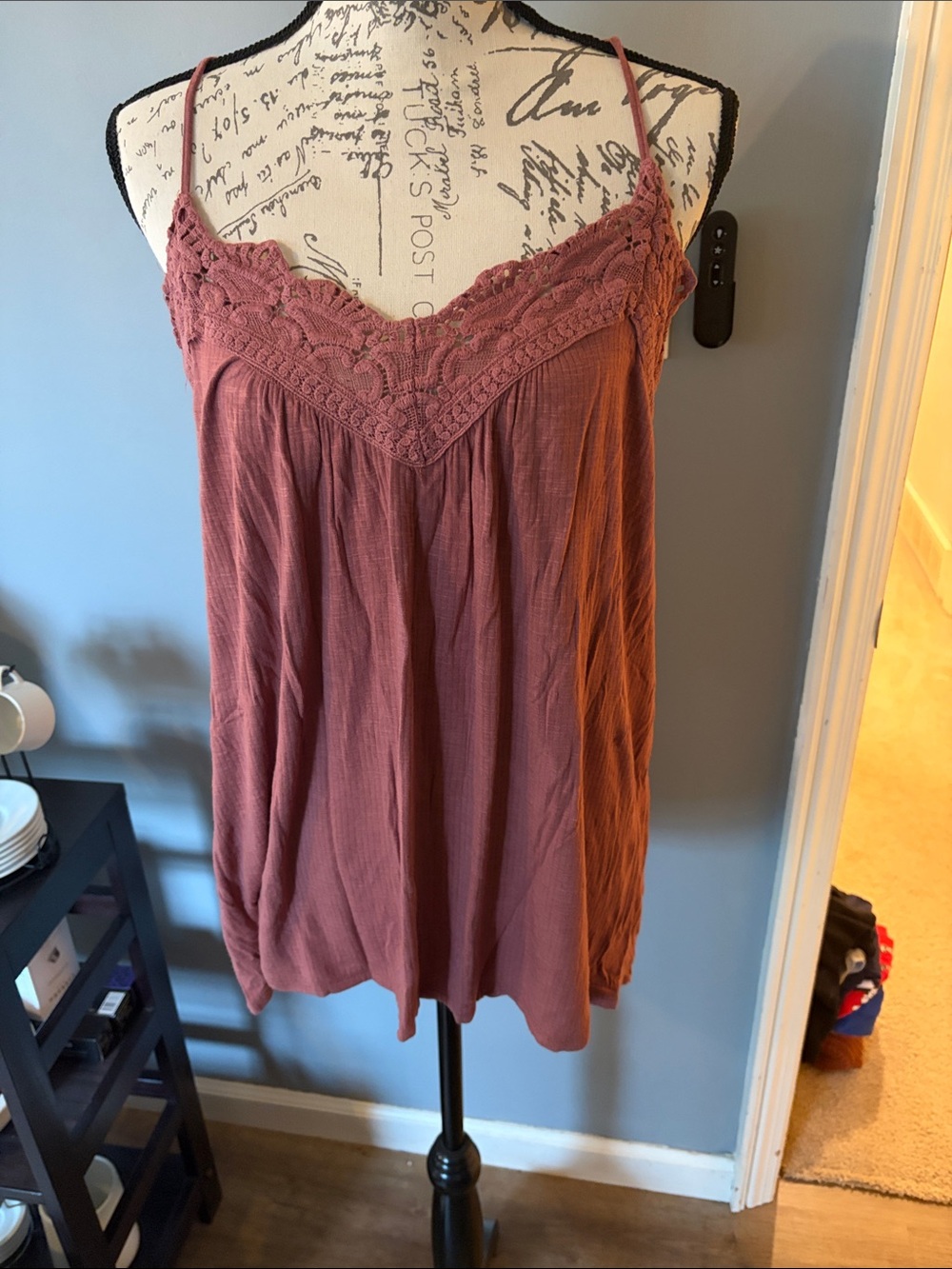 Lot of 3 Maurice’s Boho Lace-Trim XL Tank Top - Sage, Rose, Floral - Picture 3 of 5